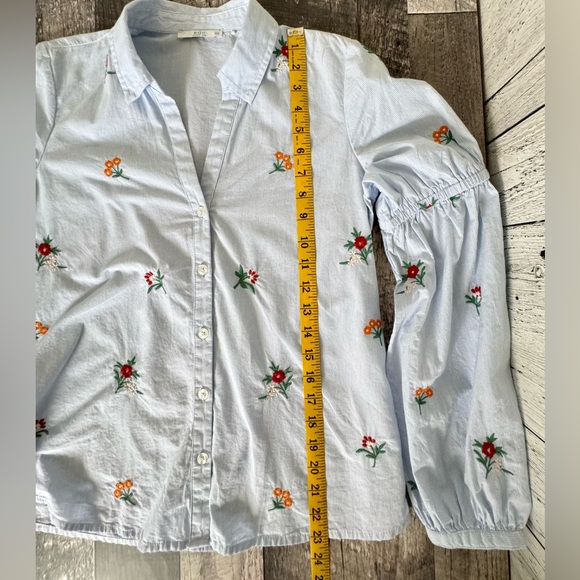 EDC Striped Bohemian Button Down with Floral Embroidery, Sz XS - Picture 9 of 9